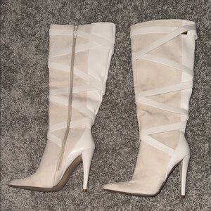 Elegant White Knee-High Boots